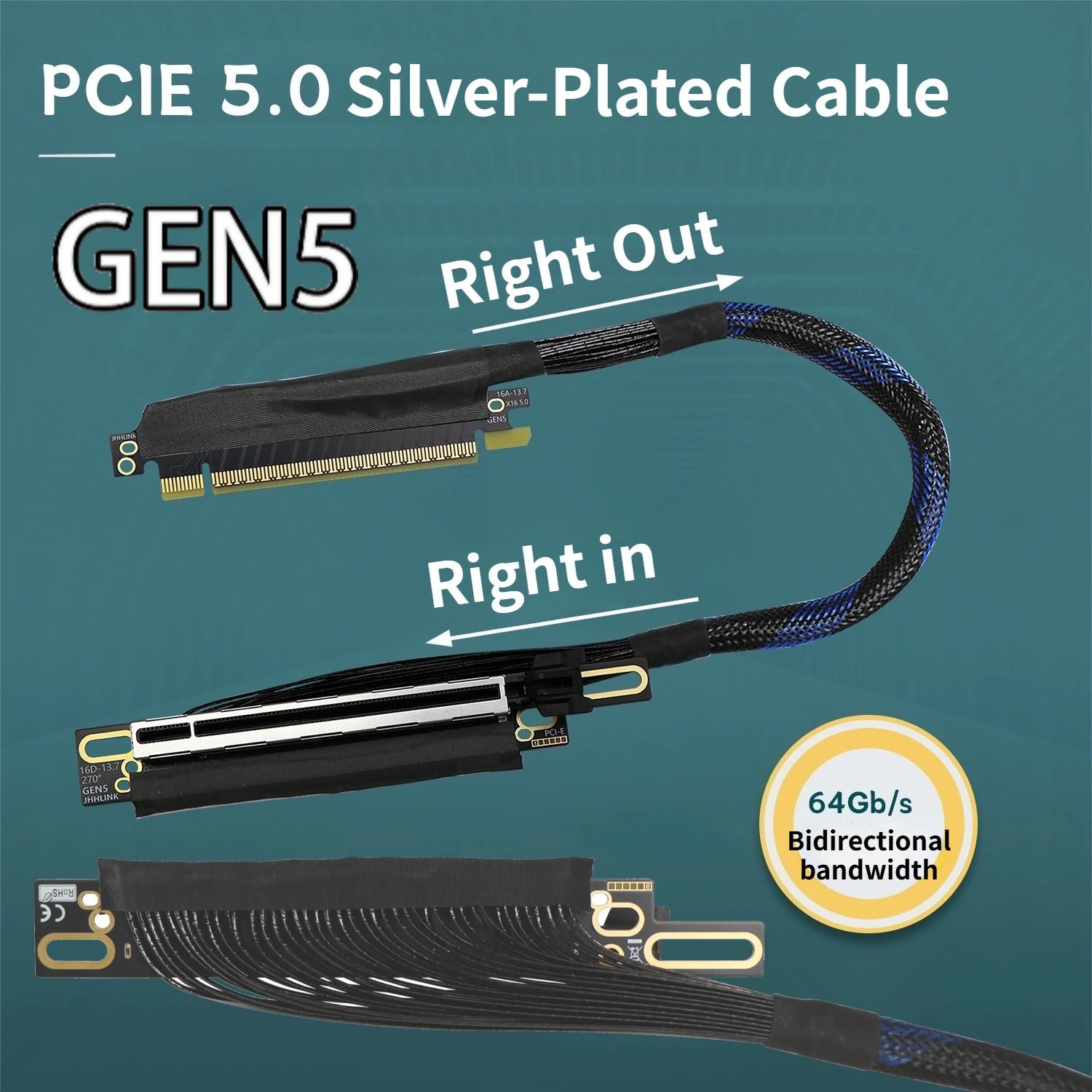 Right Angle Fold Reverse PCIe  - đánh giá và giá Pcie 5.0 Gpu Riser Cable