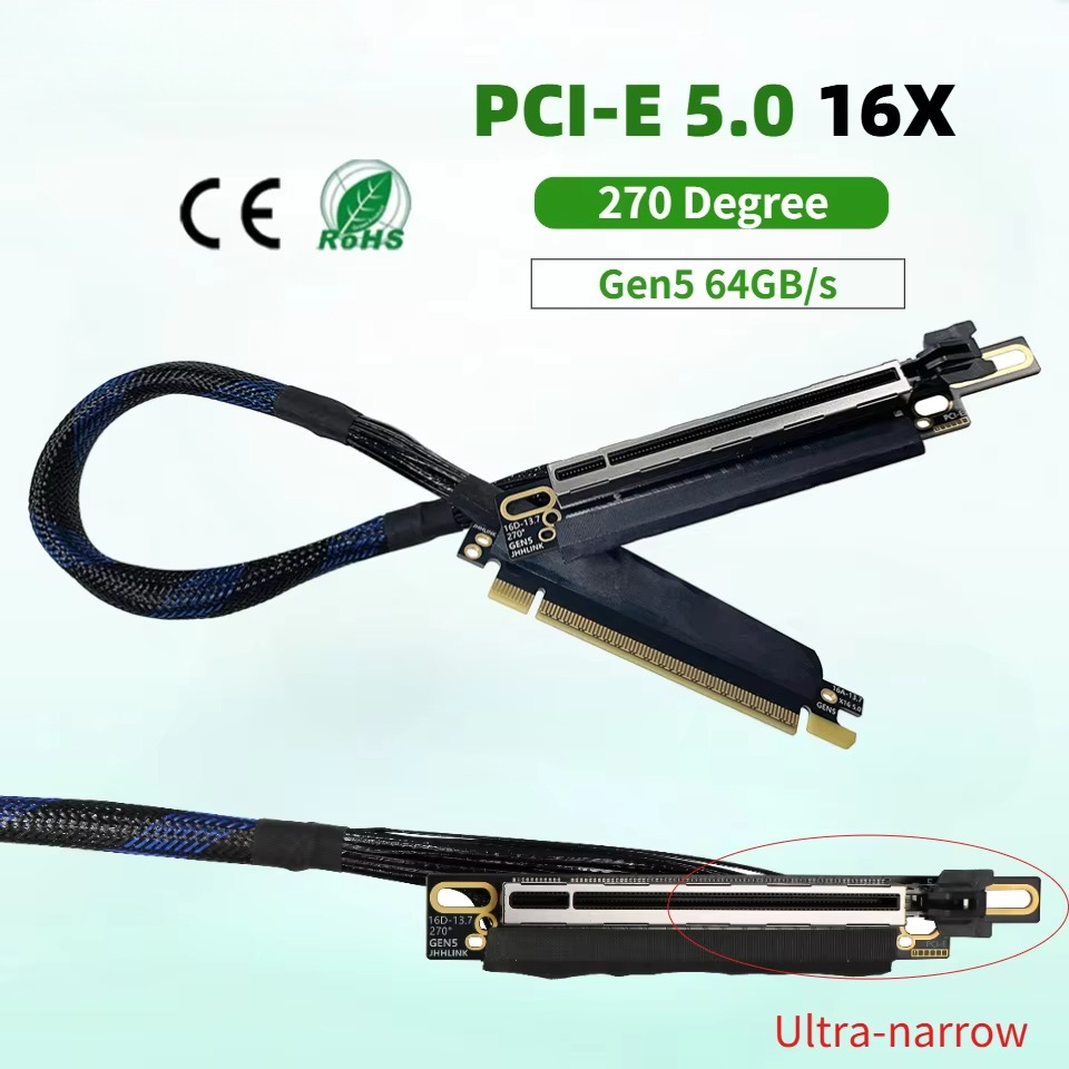 Right Angle Fold Reverse PCIe  - đánh giá và giá Pcie 5.0 Gpu Riser Cable